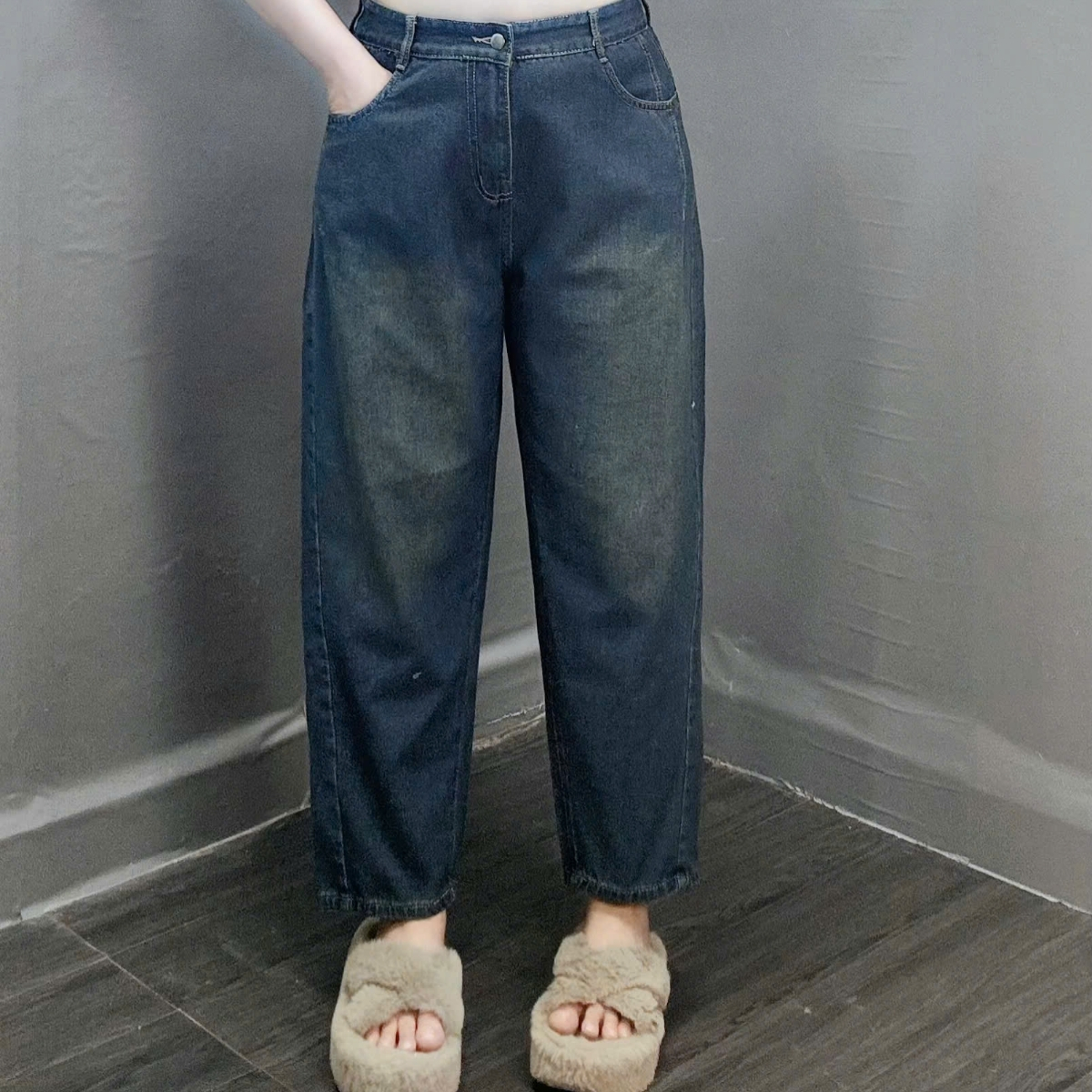 Mô tả Quần Baggy Bigsize Nữ Lưng Chun Co Giãn Form Rộng Quần Jean Bụi Cho Chubby 50-93kg Q524 - 4