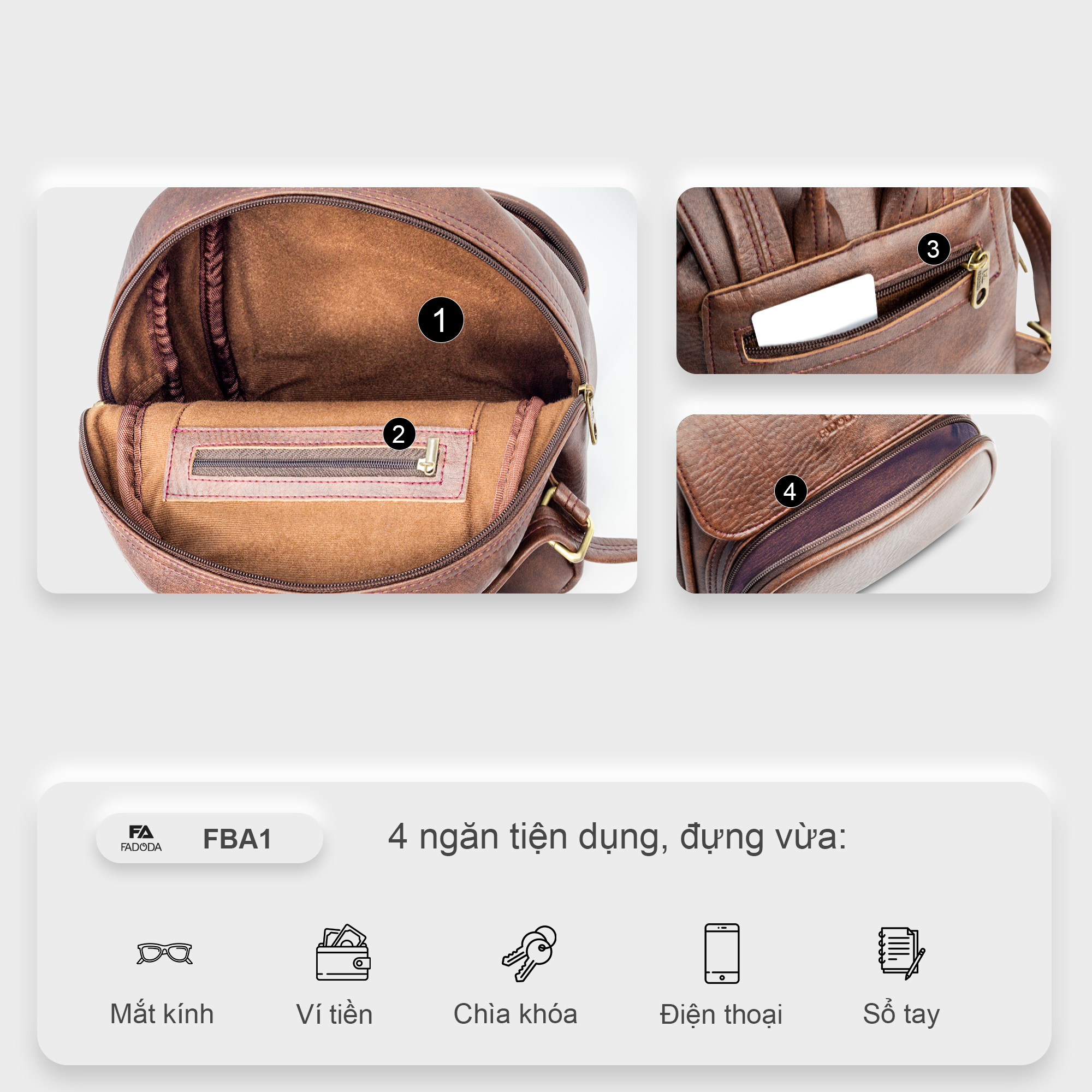 Mô tả Balo nữ thời trang FADODA FBA1 nhiều màu - 6