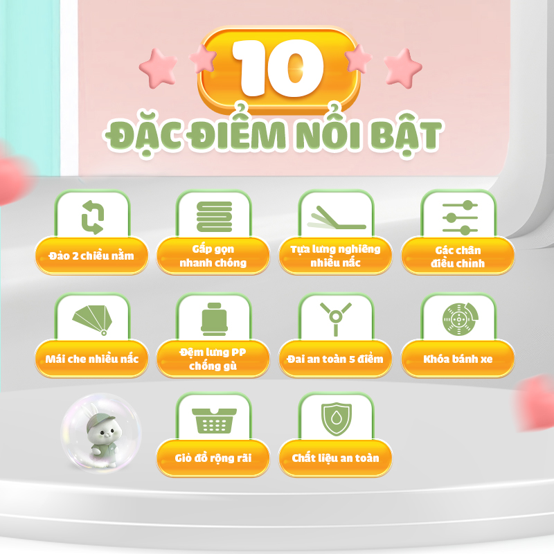 Mô tả Xe đẩy gấp gọn Chilux M07 - Xoay 2 chiều giỏ nằm tiện lợi, gấp gọn nhanh chóng - 1