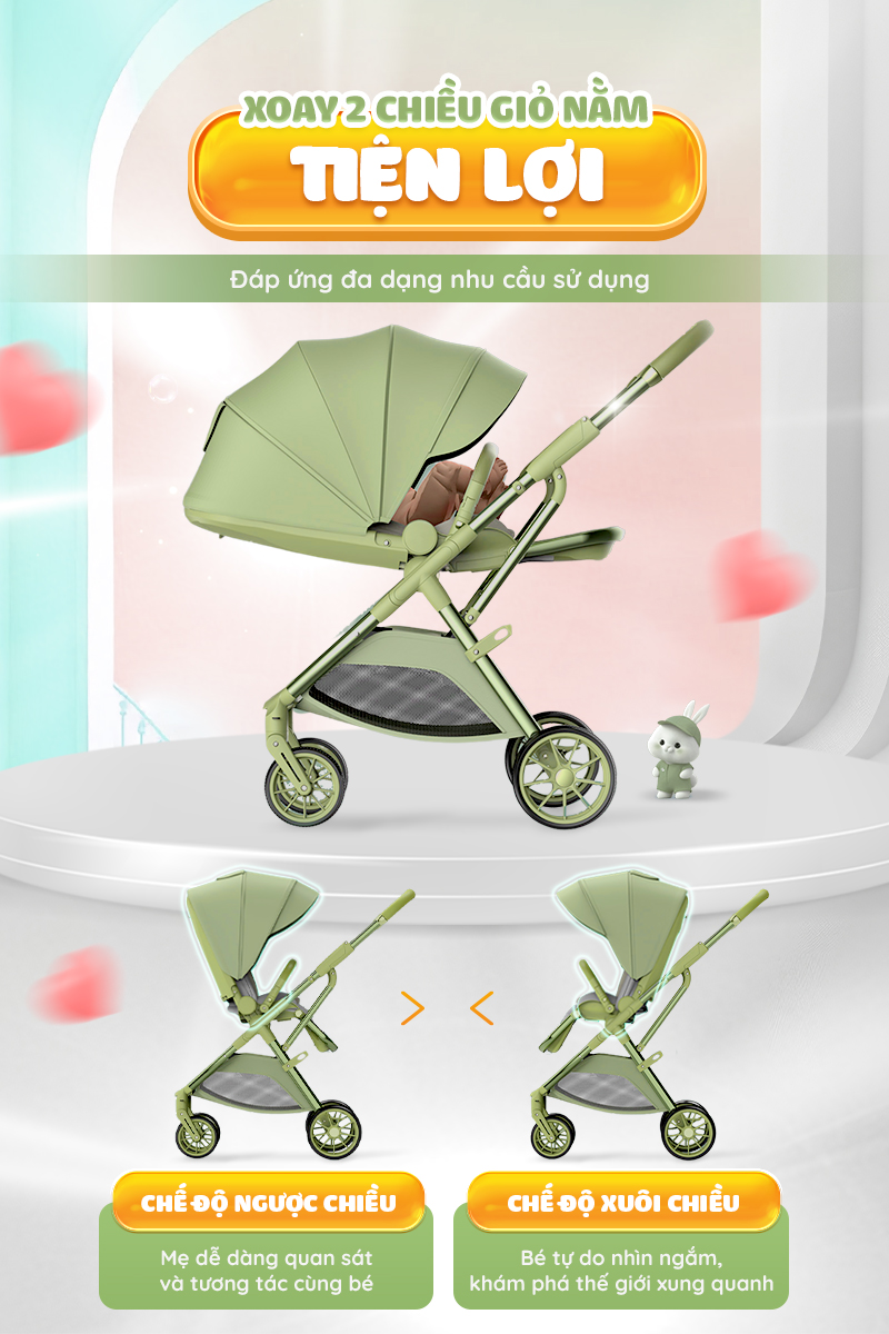 Mô tả Xe đẩy gấp gọn Chilux M07 - Xoay 2 chiều giỏ nằm tiện lợi, gấp gọn nhanh chóng - 2