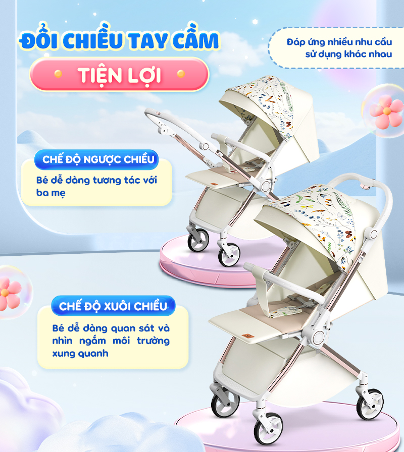 Mô tả Xe đẩy 2 chiều Chilux K5 - Thiết kế giỏ nằm rộng rãi, bánh xe giảm xóc - 2