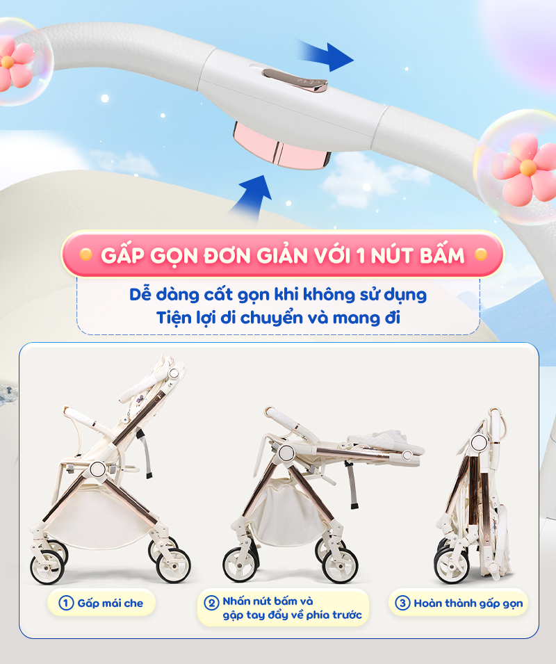 Mô tả Xe đẩy 2 chiều Chilux K5 - Thiết kế giỏ nằm rộng rãi, bánh xe giảm xóc - 3