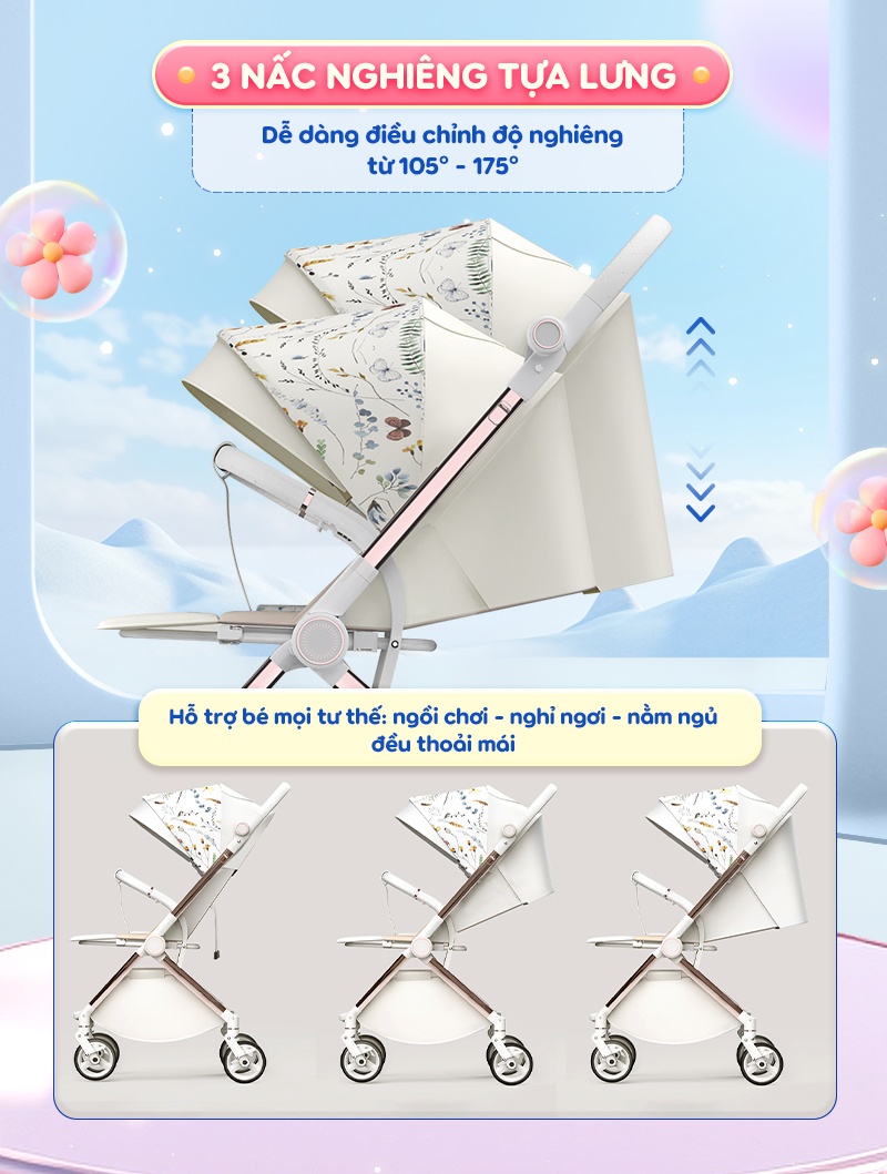 Mô tả Xe đẩy 2 chiều Chilux K5 - Thiết kế giỏ nằm rộng rãi, bánh xe giảm xóc - 5
