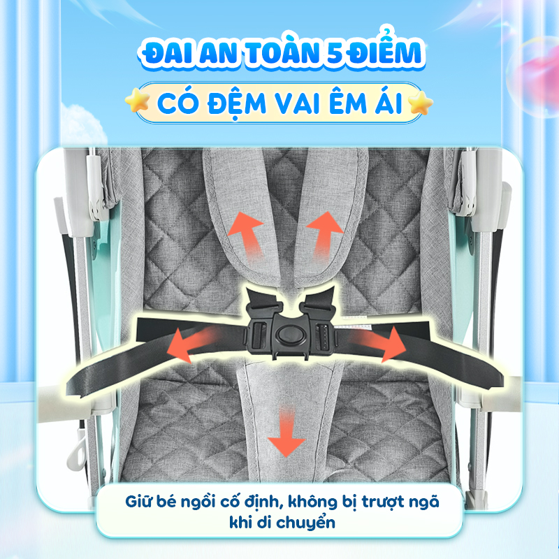 Mô tả Xe đẩy gấp gọn Chilux A320 - Mái che to nhiều nấc, khoá bánh xe an toàn - 6