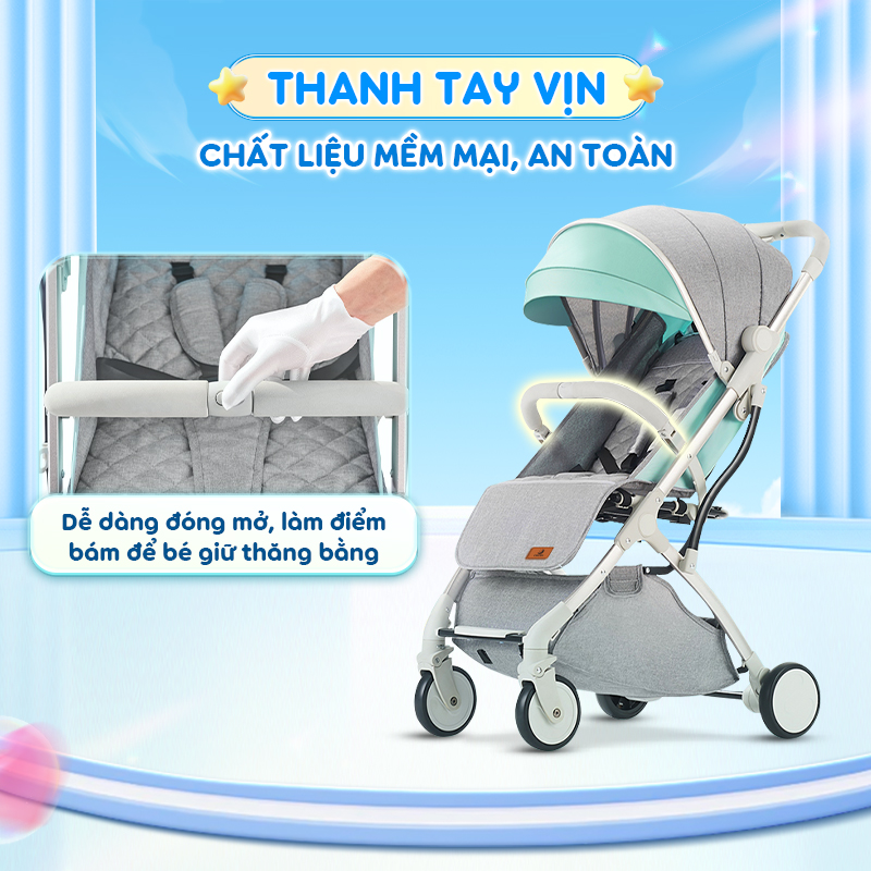 Mô tả Xe đẩy gấp gọn Chilux A320 - Mái che to nhiều nấc, khoá bánh xe an toàn - 7