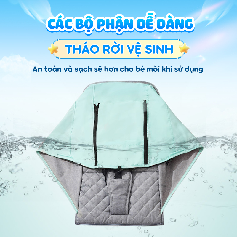 Mô tả Xe đẩy gấp gọn Chilux A320 - Mái che to nhiều nấc, khoá bánh xe an toàn - 8