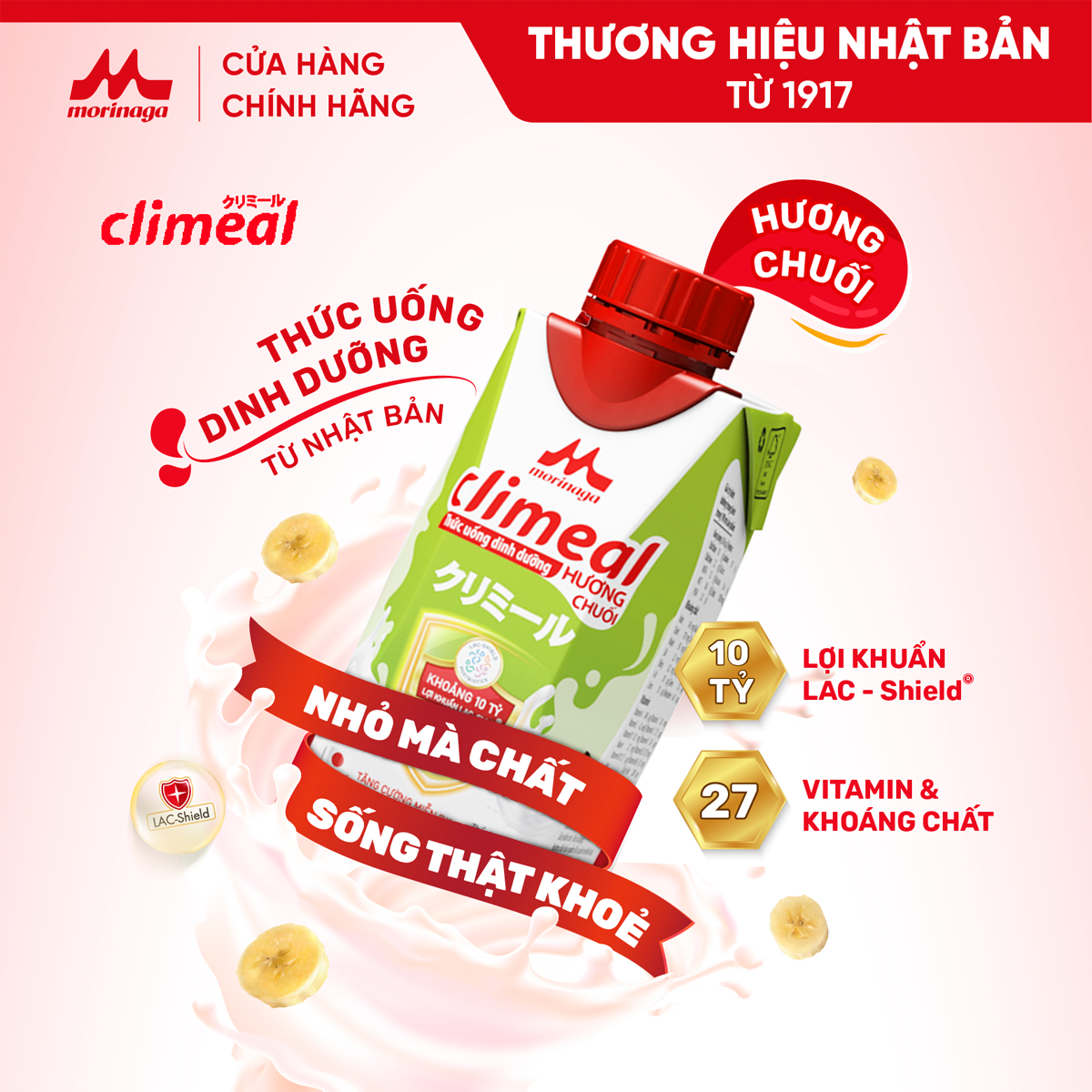Mô tả Climeal - Thức uống dinh dưỡng - Thùng 24 hộp 190ml - Hương chuối - 1