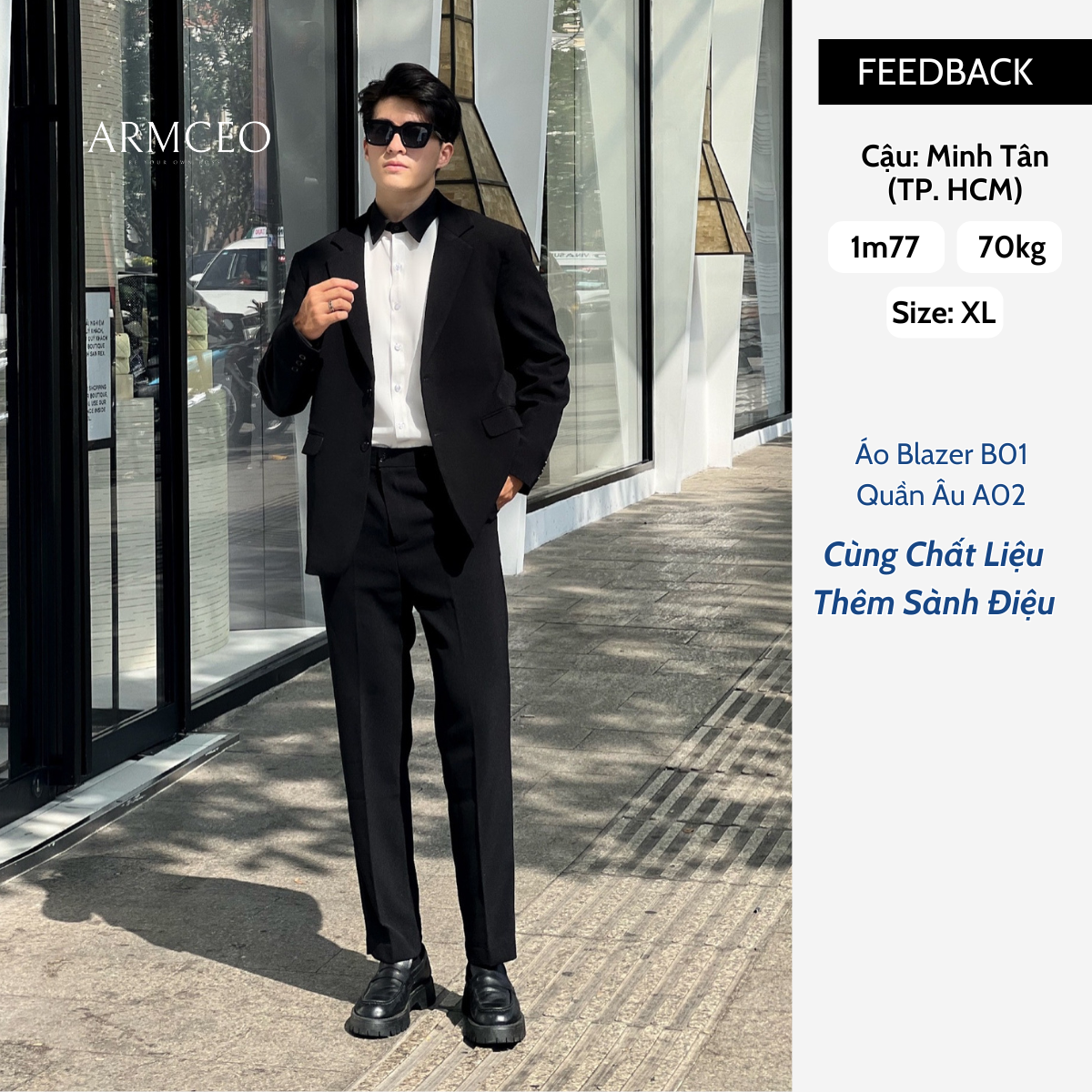 Mô tả Quần âu nam đen cạp cao dáng baggy suông ARMCEO Smart Cool hack dáng cạp điều chỉnh tăng giảm thông minh 5 màu -A02 - 1