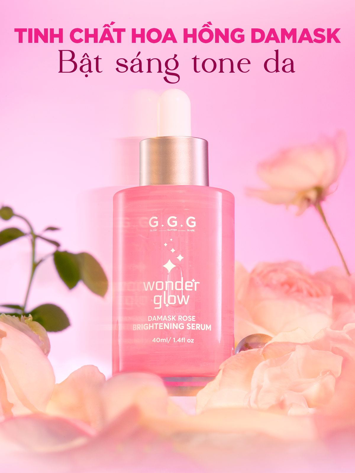 Mô tả Serum Hồng Dưỡng Sáng Căng Bóng – 37% Hoa Hồng Damask, 5% Niacinamide, HA 40ml - 2