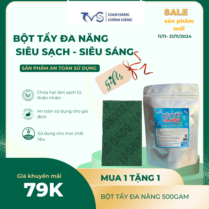 Mô tả Bột tẩy đa năng TVS -500Gam siêu tiết kiệm, dùng cho mọi vật liệu - 6