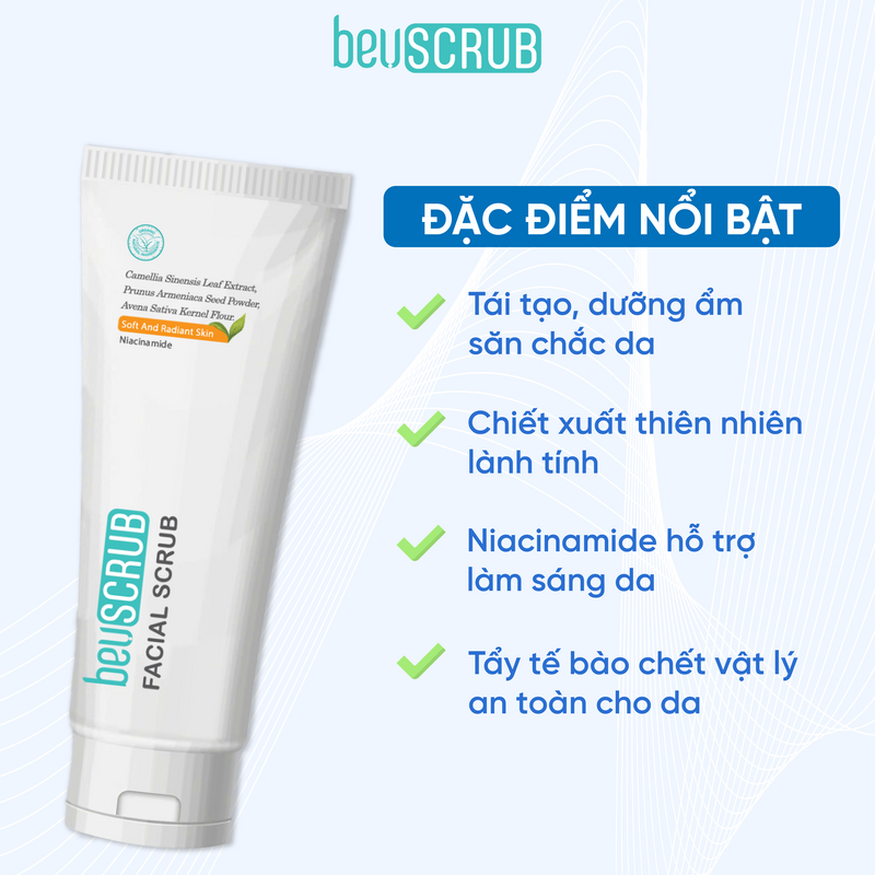 Mô tả Combo 2 tẩy tế bào chết mặt Beuscrub trà xanh, tẩy da chết mặt ,thấm hút dầu thừa , làm sạch da, dưỡng ẩm, dưỡng sáng da - 4