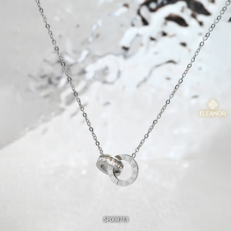 Mô tả Dây chuyền nữ titan Eleanor Accessories vòng tròn đôi khắc số la mã phụ kiện trang sức vòng cổ 8713 - 3