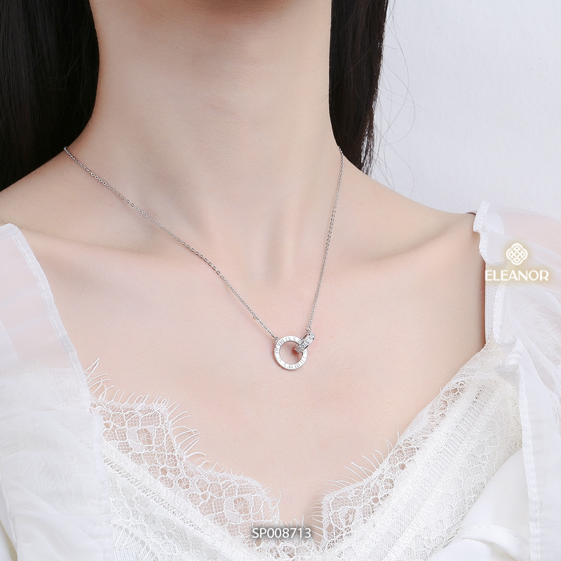 Mô tả Dây chuyền nữ titan Eleanor Accessories vòng tròn đôi khắc số la mã phụ kiện trang sức vòng cổ 8713 - 4
