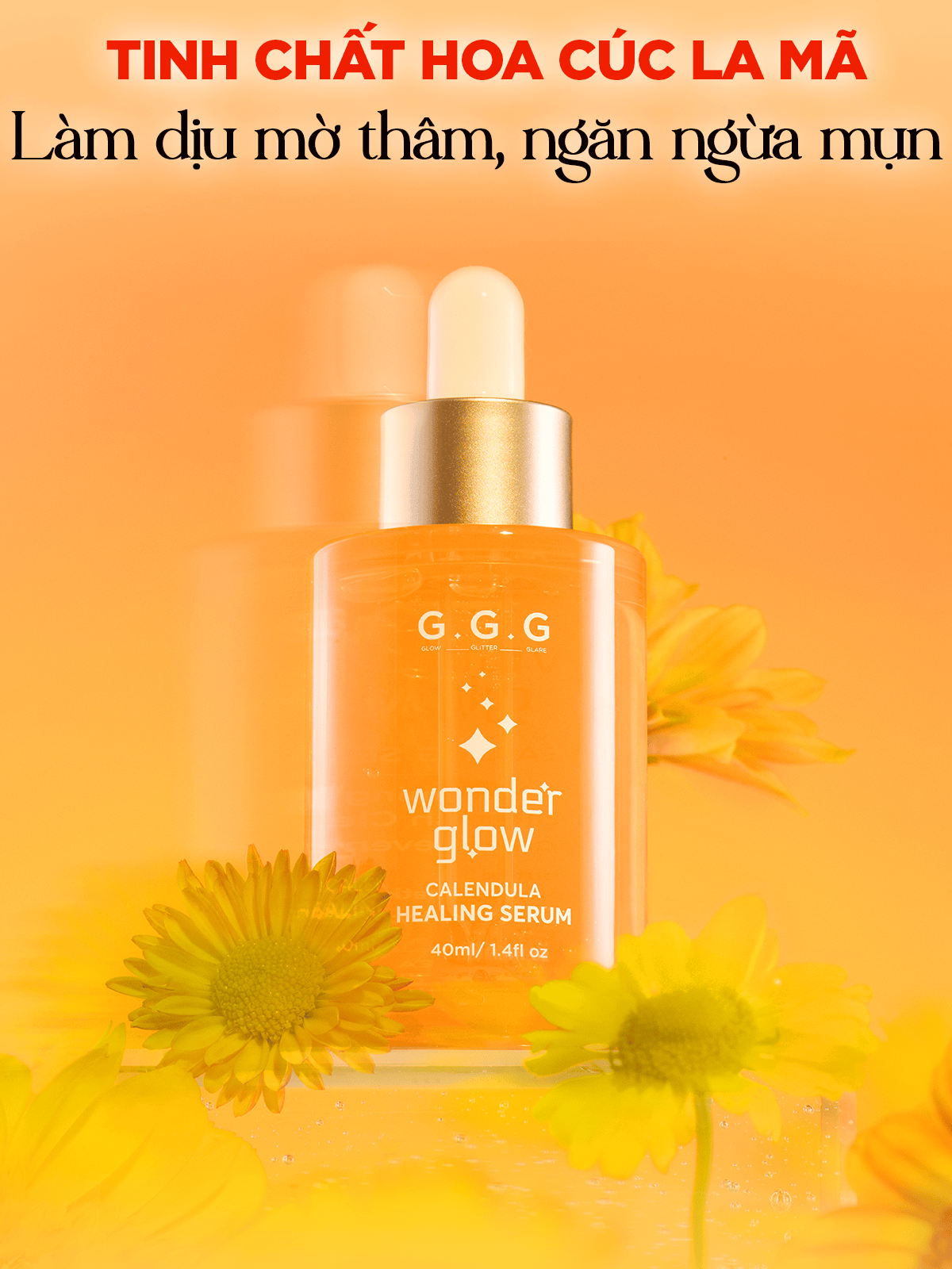 Mô tả Serum Cam, Làm Dịu Da mụn, Phục hồi, Hỗ Trợ Giảm Mụn, Mờ Thâm - G.G.G Wonder Glow Healing Serum 40ml - 2