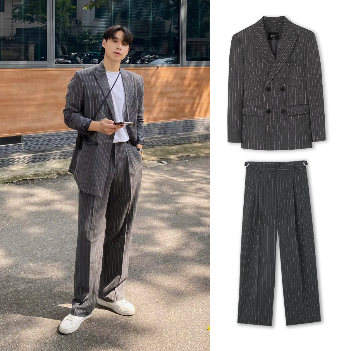 Mô tả Áo blazer nam nữ kẻ sọc unisex ARMCEO mới nhất chất liệu cotton spandex đứng form -ARK02 - 2