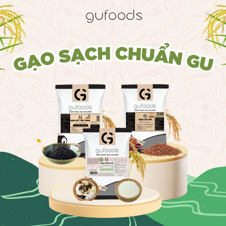 Mô tả Combo 3 túi Gạo lứt ăn kiêng GUfoods (mỗi túi 1kg) - Giảm cân, Thực dưỡng, Eat clean - 1