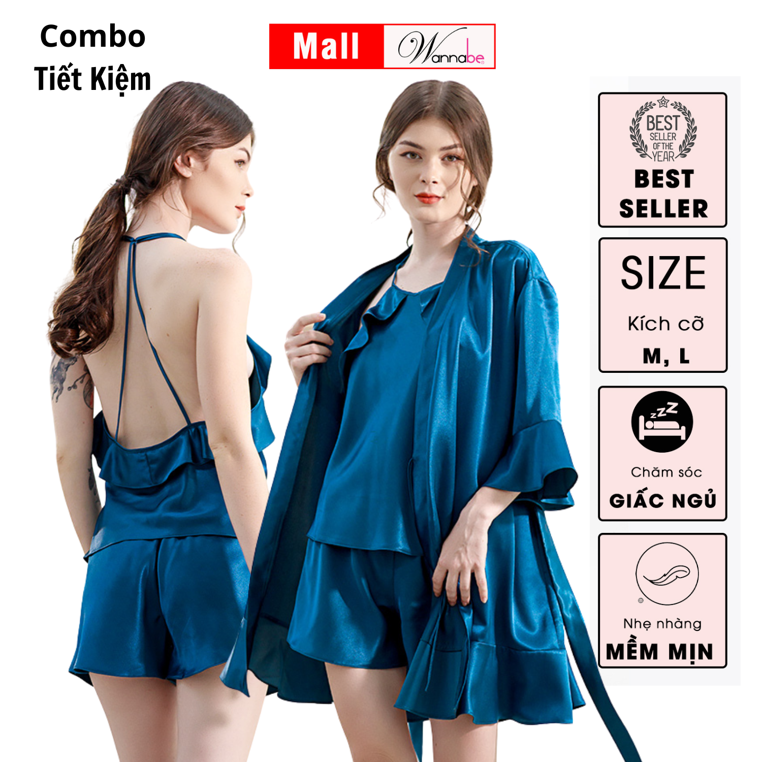Combo Áo Choàng Ngủ + Bộ Đùi Nữ WANNABE KIBSS22 - Ảnh 1