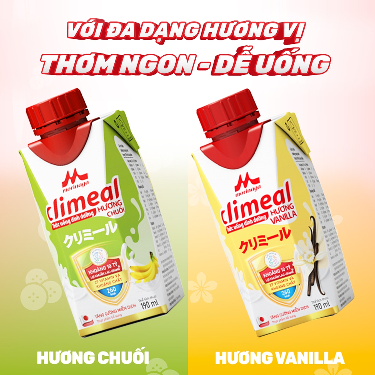 Mô tả Climeal - Thức uống dinh dưỡng - Thùng 24 hộp 190ml - Hương chuối - 5