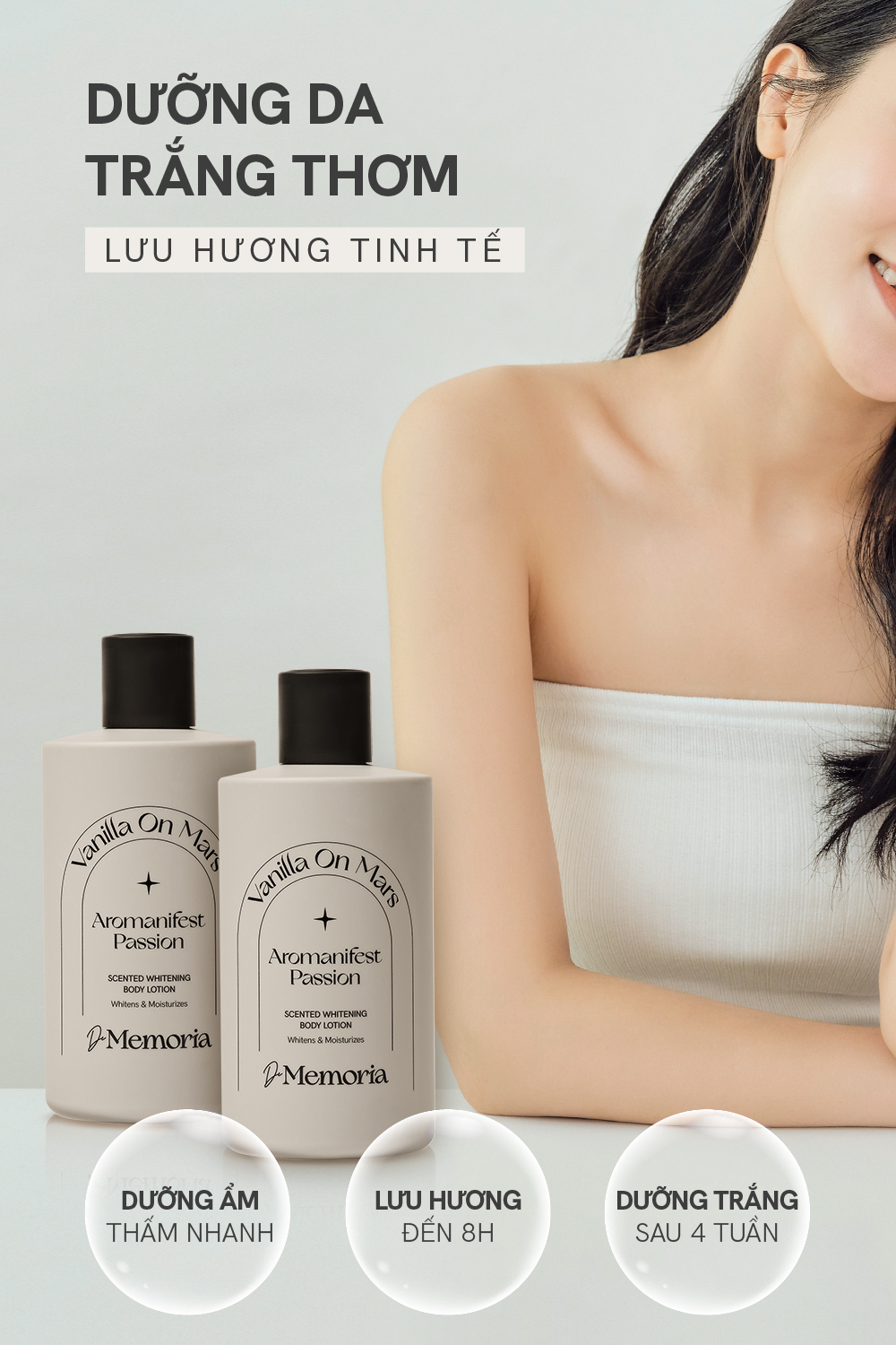 Mô tả Dưỡng Thể Trắng Da Hương Nước Hoa Thư Giãn De Memoria Scented Whitening Body Lotion 300ml - 1