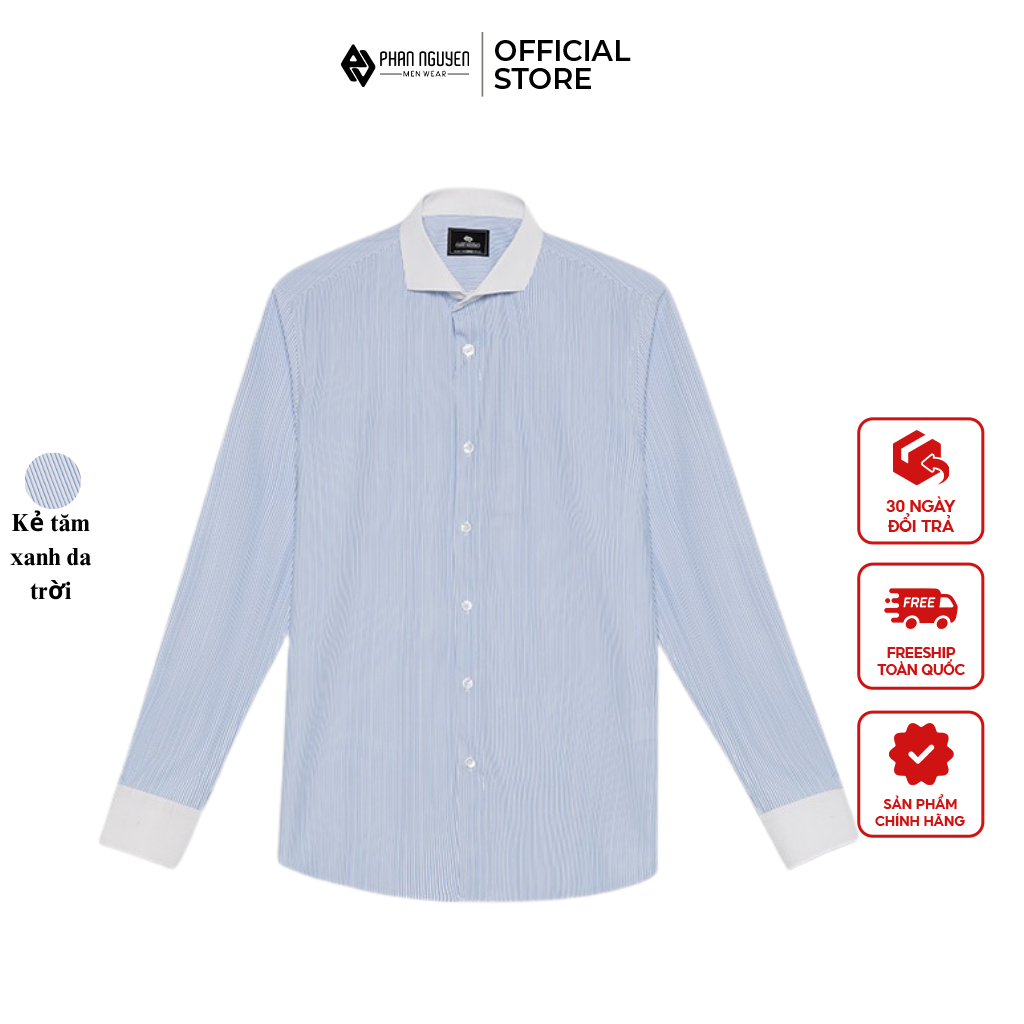 Mô tả Áo sơ mi dài tay nam Phan Nguyễn, chất liệu cao cấp, mềm mịn, ít nhăn nhàu form slim fit SMD.1397 - 1