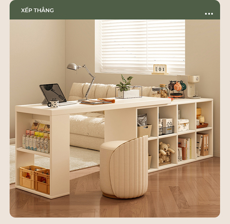 Mô tả Bàn làm việc kèm giá sách, bàn làm việc chữ L gỗ MDF phủ melamin thương hiệu IGA - GP368 - 7