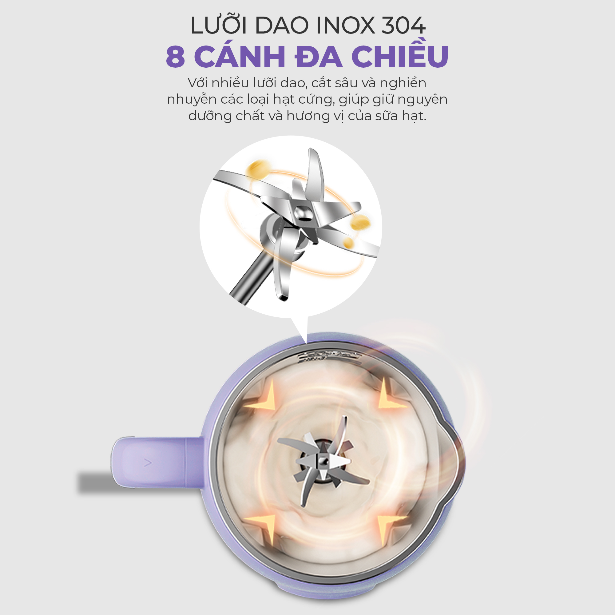 Mô tả Máy Nấu Sữa Hạt Đa Năng 1L Magic A-100, Lưỡi Dao 8 Cánh Inox 304 Đa Chiều, 1000W, BH 12 Tháng - 4