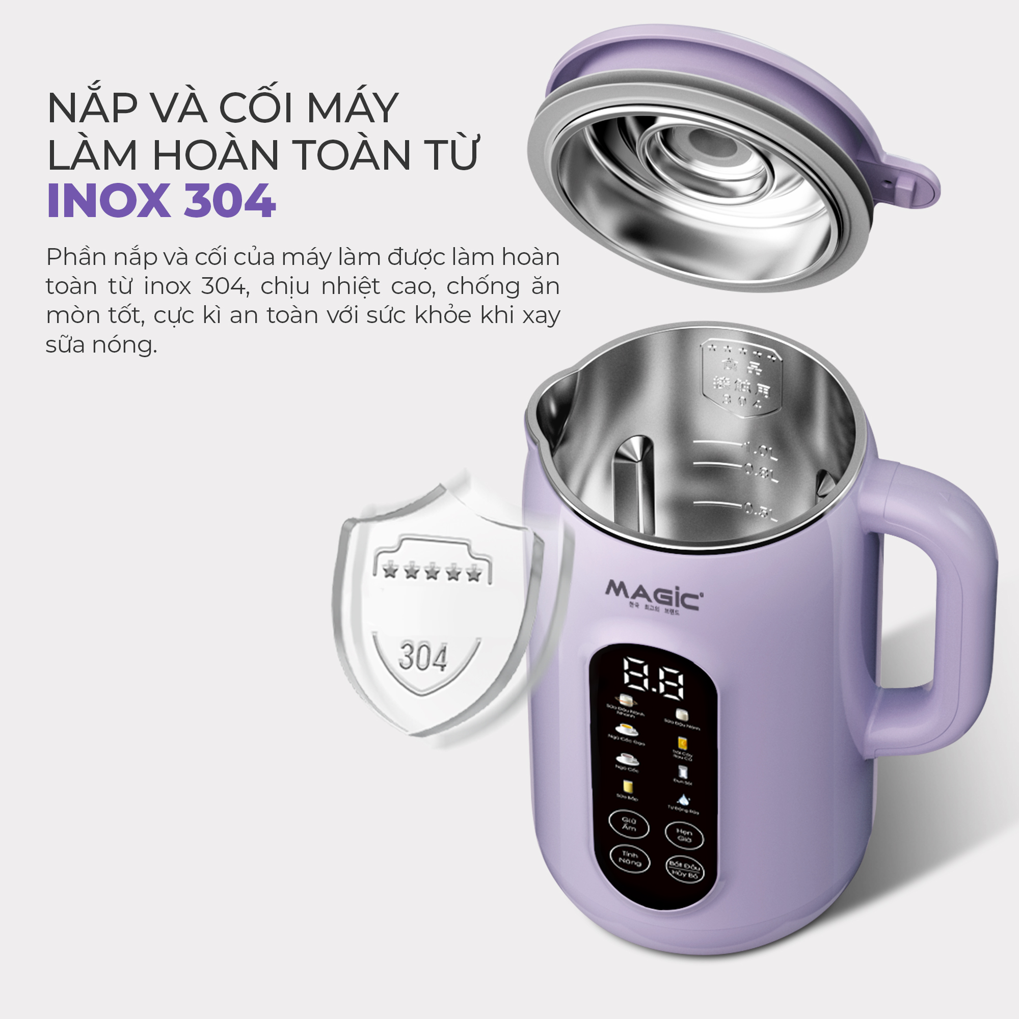 Mô tả Máy Nấu Sữa Hạt Đa Năng 1L Magic A-100, Lưỡi Dao 8 Cánh Inox 304 Đa Chiều, 1000W, BH 12 Tháng - 2