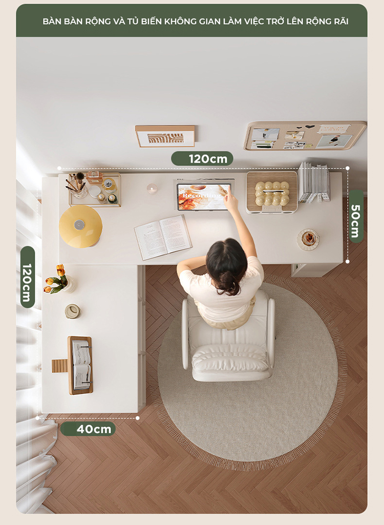 Mô tả Bàn làm việc kèm giá sách, bàn làm việc chữ L gỗ MDF phủ melamin thương hiệu IGA - GP368 - 9