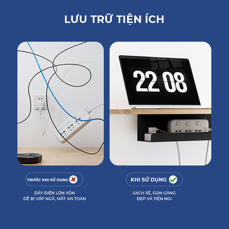 Mô tả Khay luồn dây điện gầm bàn làm việc thương hiệu IGA - Gm176 - 3