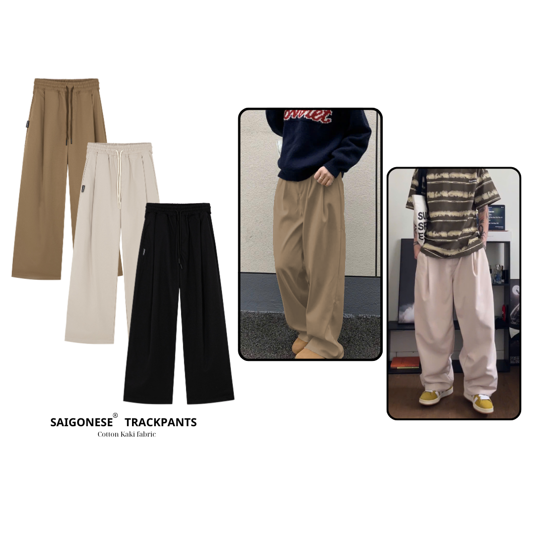 Mô tả Quần Dài Ống Xuông SAIGONESE Chất Kaki Kiểu Xếp Ly Unisex Nam Nữ 3 Màu - 1