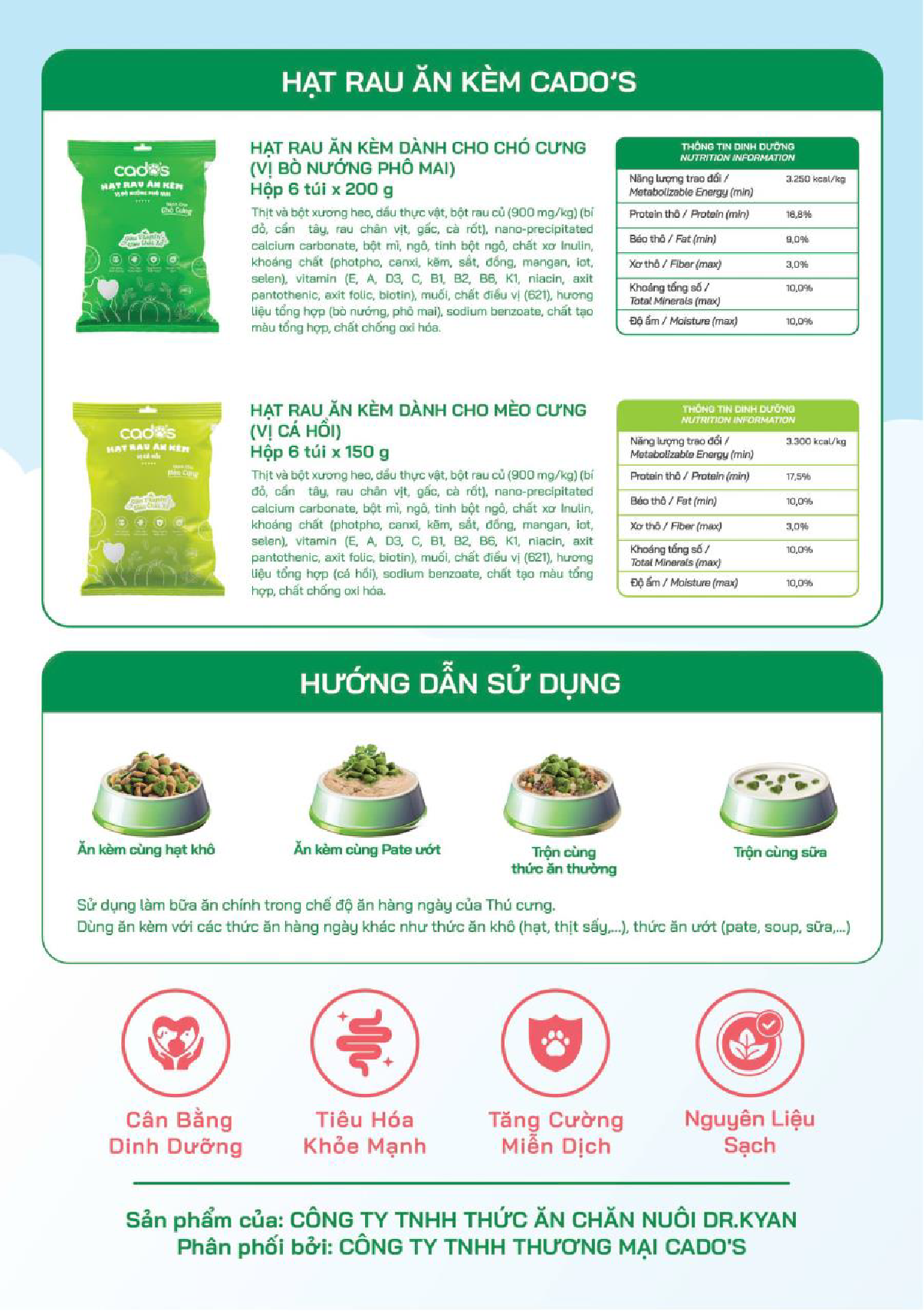 Mô tả Cado's - Hạt rau ăn kèm cho chó cados - Vị bò nướng pho mai - DrKyan - 2