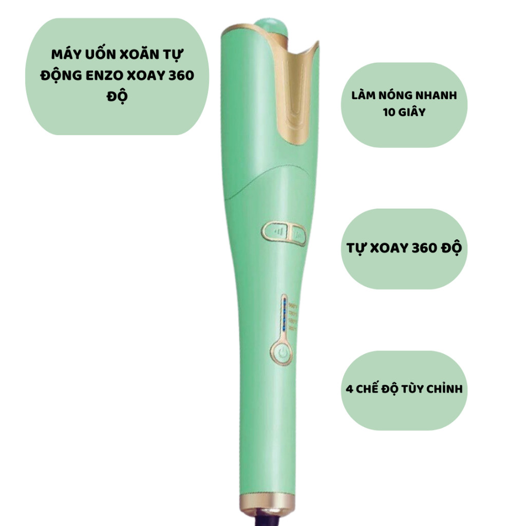 Mô tả Máy uốn tóc xoăn ENZO 1965 thương hiệu ITALIA,tự động 2 trong 1 chống bỏng cao cấp,BH 5 NĂM - 4