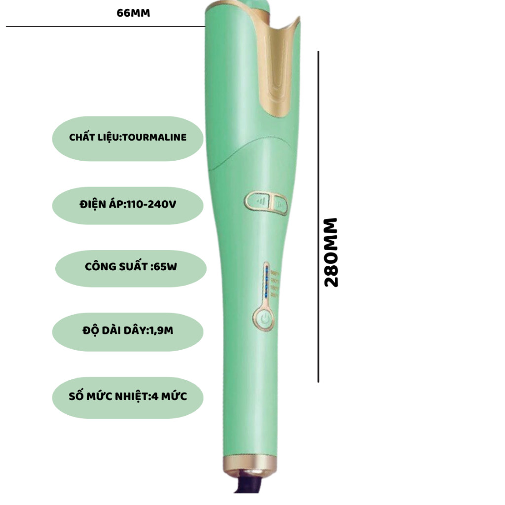 Mô tả Máy uốn tóc xoăn ENZO 1965 thương hiệu ITALIA,tự động 2 trong 1 chống bỏng cao cấp,BH 5 NĂM - 5