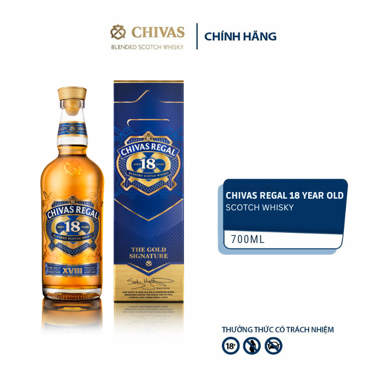 Mô tả Rượu Whisky Chivas Regal 18 Gold Signature  Nồng Độ Alc 40% 700ml  Kèm Hộp - 1