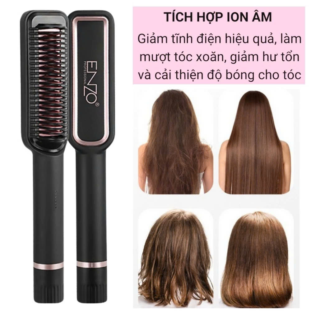 Mô tả Lược điện ENZO 4113 duỗi tóc thẳng ion âm bảo vệ tóc suôn mượt-tạo kiểu chuyên nghiệp BH 5 NĂM - 1