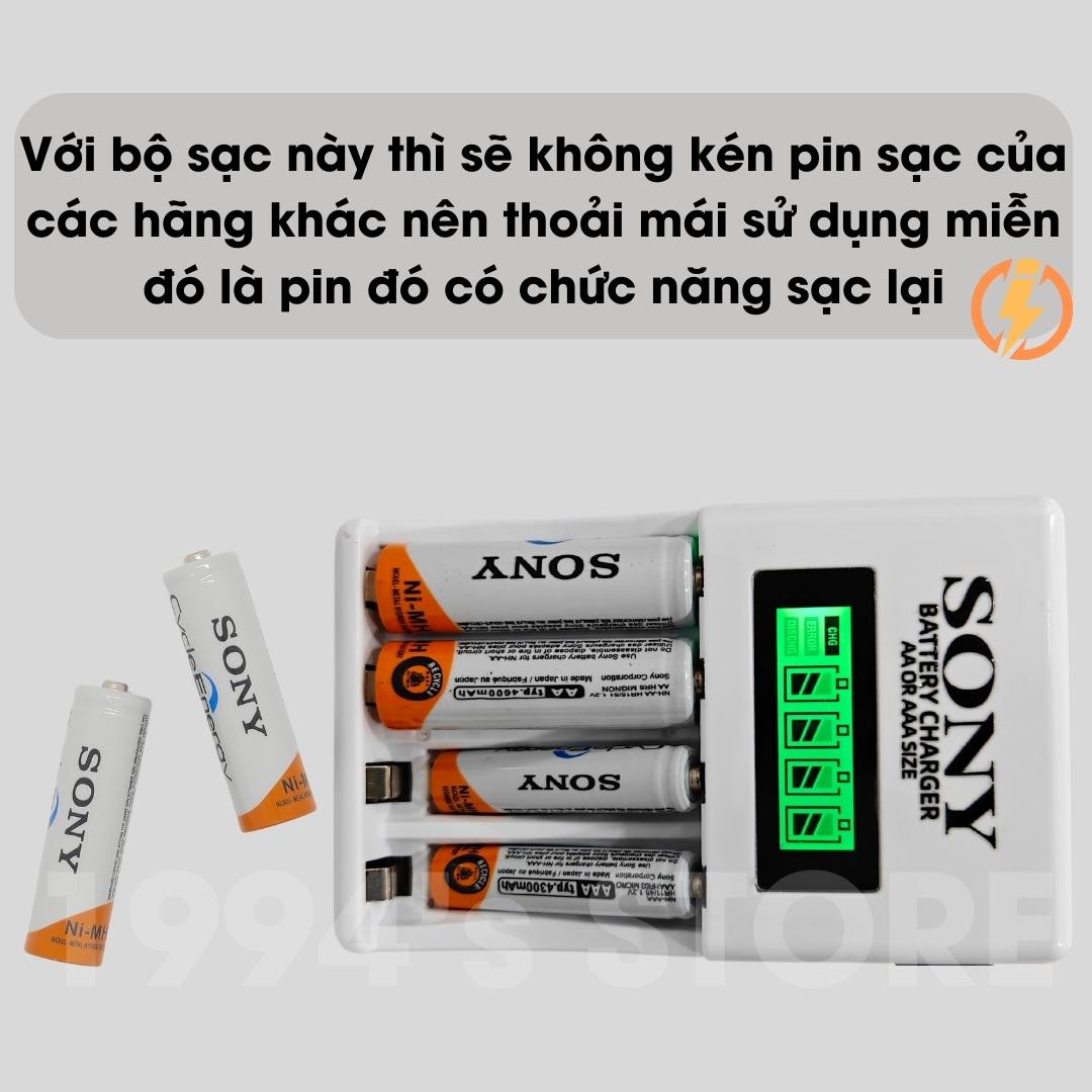 Bộ Sạc Pin AA, AAA Sony - Sạc cùng lúc 8 Pin tiểu 2A, pin đũa 3A, sạc ...