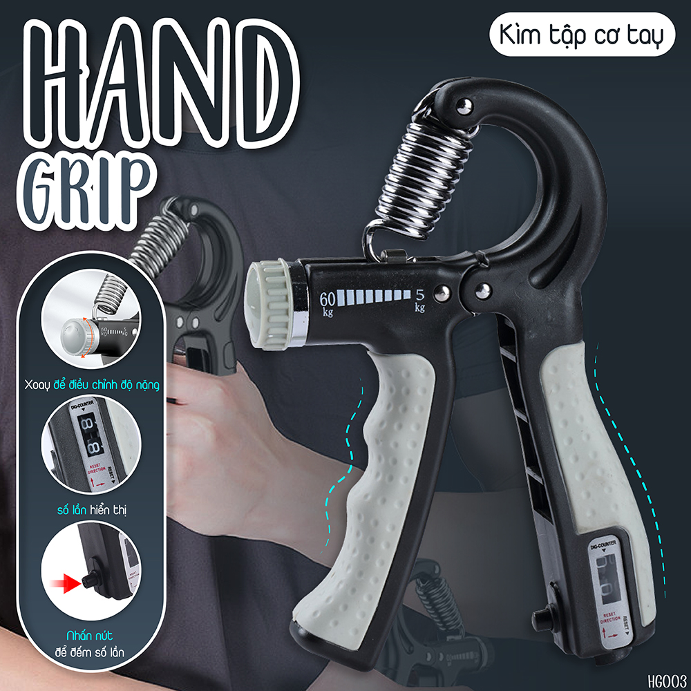 Mô tả M [MALL]COMBO DÂY NHẢY JR100 CAO CẤP VÀ KÌM BÓP LỰC  ĐEN XÁM CÓ BỘ ĐẾM, MỨC CĂNG LỰC TỪ 5KG ĐẾN 60KG - 1