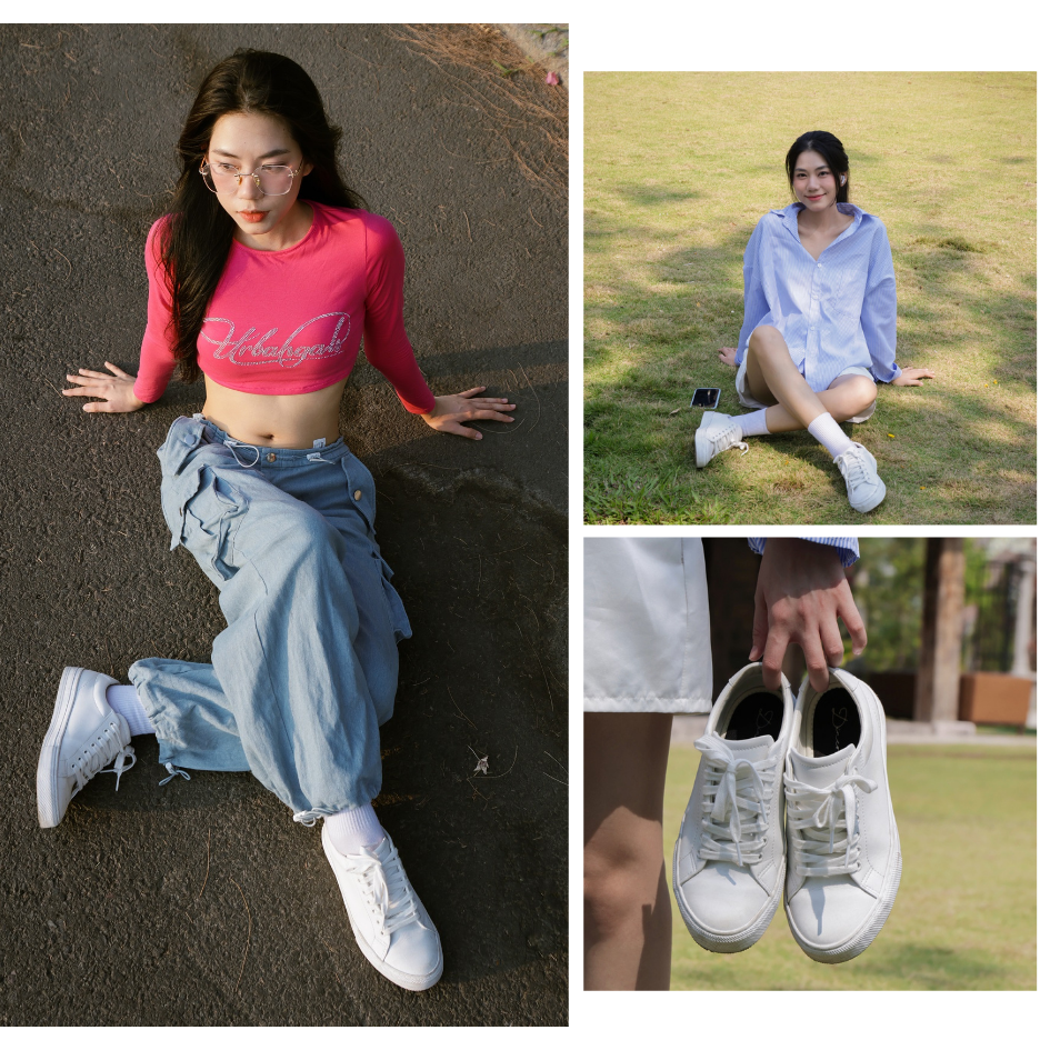 Mô tả Giày Da Sneaker Unisex Nam Nữ D20 White DINCOX Năng Động Cá Tính - 1