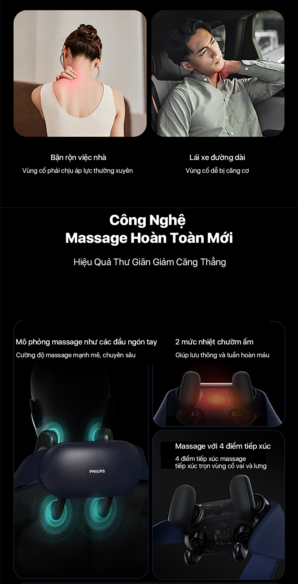 Mô tả Máy Massage Cổ Vai Gáy PHILIPS 3204N-4 điểm tiếp xúc mô phỏng massage như các đầu ngón tay - 3