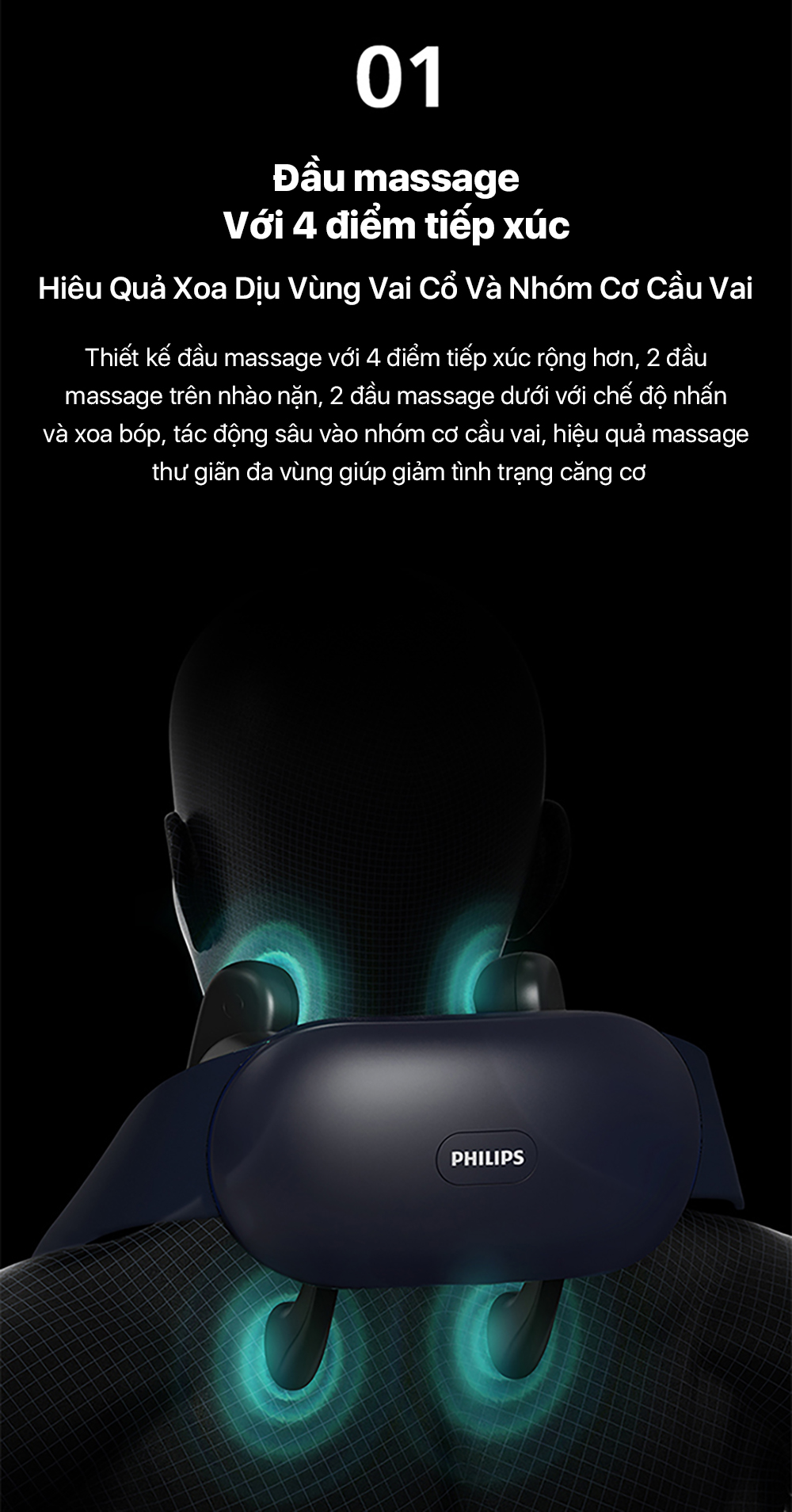 Mô tả Máy Massage Cổ Vai Gáy PHILIPS 3204N-4 điểm tiếp xúc mô phỏng massage như các đầu ngón tay - 5
