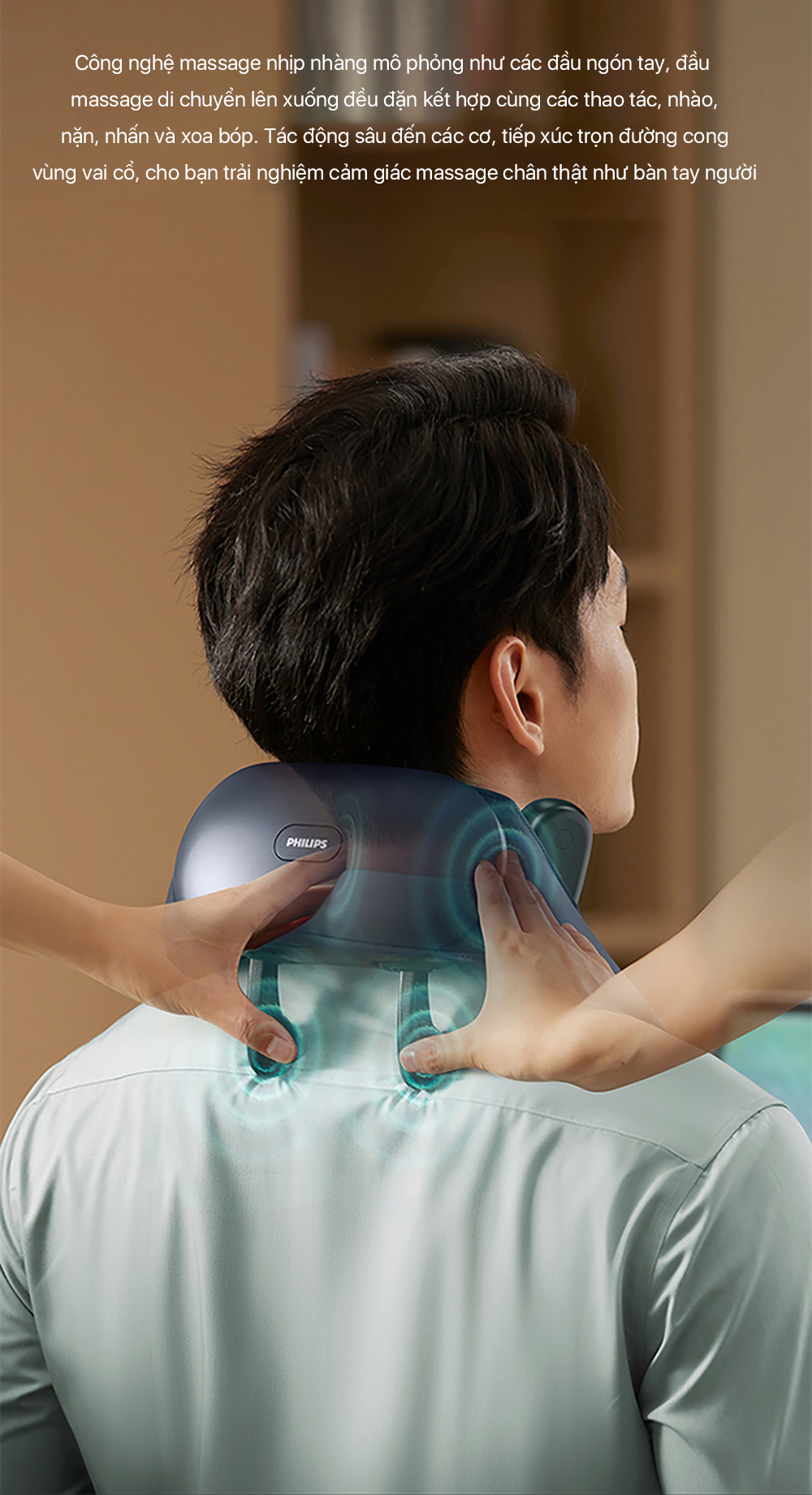 Mô tả Máy Massage Cổ Vai Gáy PHILIPS 3204N-4 điểm tiếp xúc mô phỏng massage như các đầu ngón tay - 7