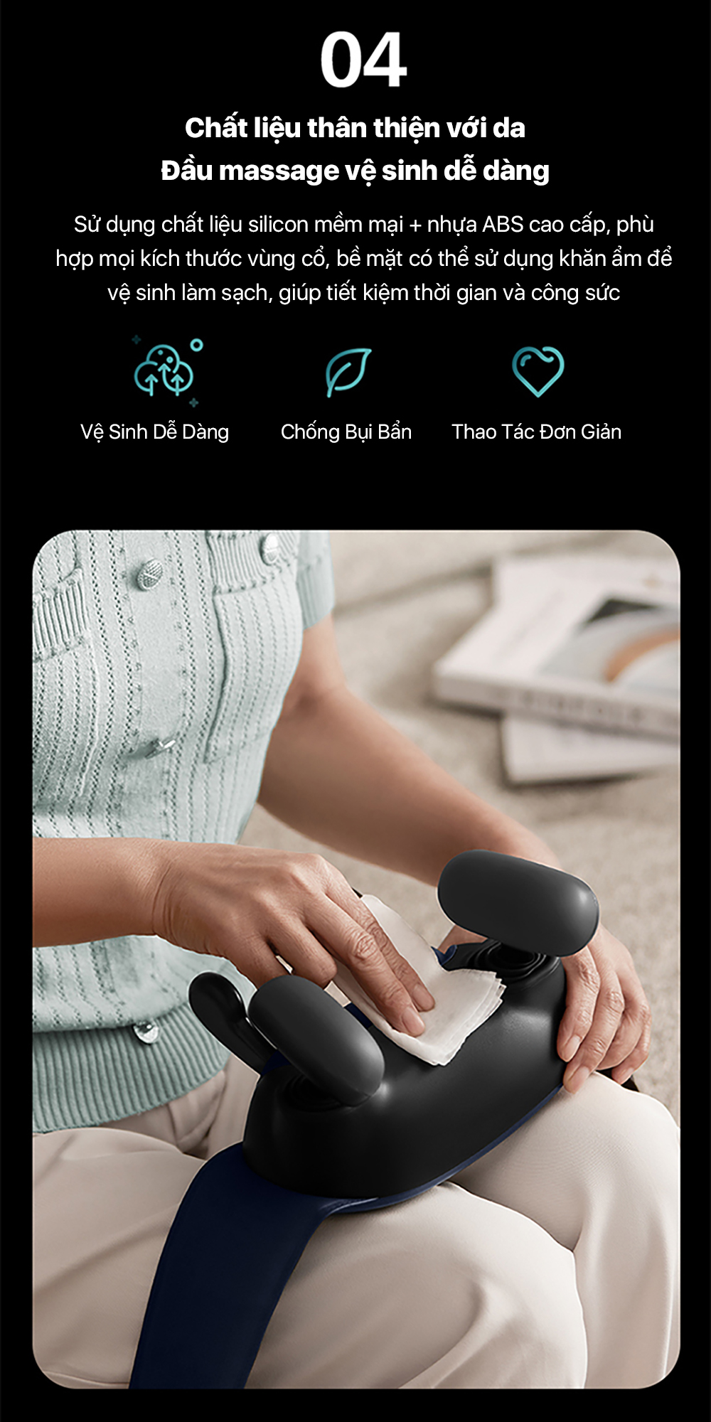 Mô tả Máy Massage Cổ Vai Gáy PHILIPS 3204N-4 điểm tiếp xúc mô phỏng massage như các đầu ngón tay - 9