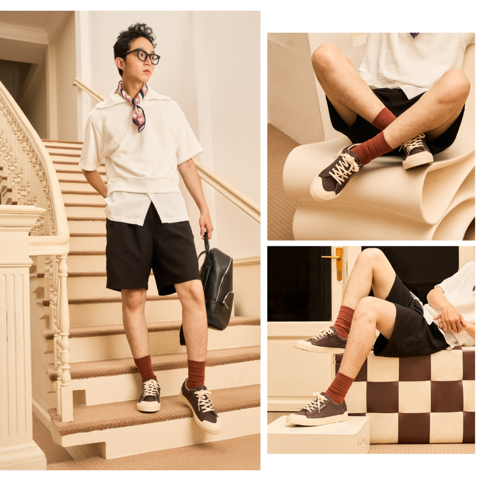 Mô tả Giày Vải Sneaker Canvas Đế Bằng Nam DC30 Brown Dincox - 2