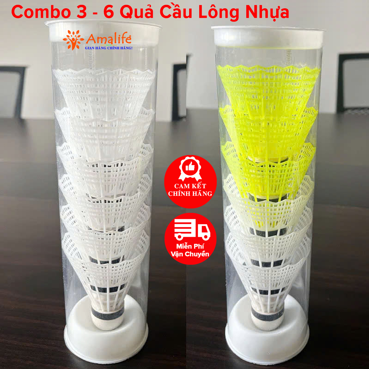 Mô tả Combo 3 - 6 Quả Cầu Lông Nhựa Tập Luyện Đánh Trong Nhà Và Ngoài Trời Bền Và Ổn Định Chính Hãng Amalife - 1