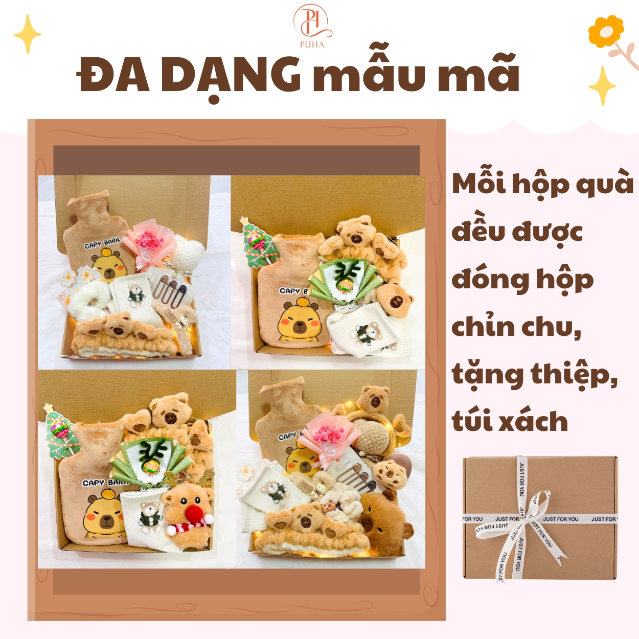 Mô tả Set quà túi chườm ấm bụng ngày dâu Puha 400ml  Capybara phiên bản quà tặng bạn gái ý nghĩa - 6