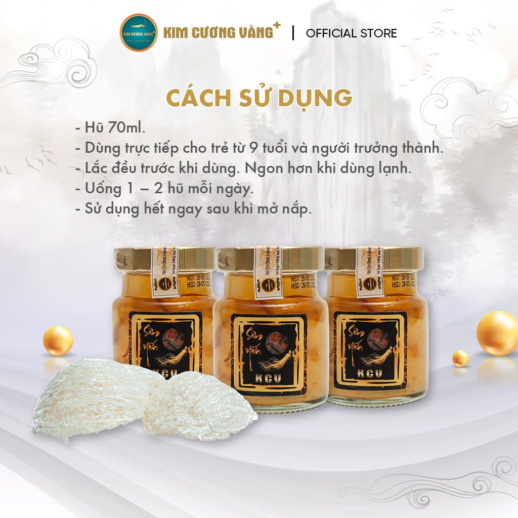 Mô tả Yến Chưng Nhân Sâm Đông Trùng Hạ Thảo Bồi Bổ Cơ Thể Dưỡng Da (6 Lọ/Hộp) - Kim Cương Vàng Plus - 1