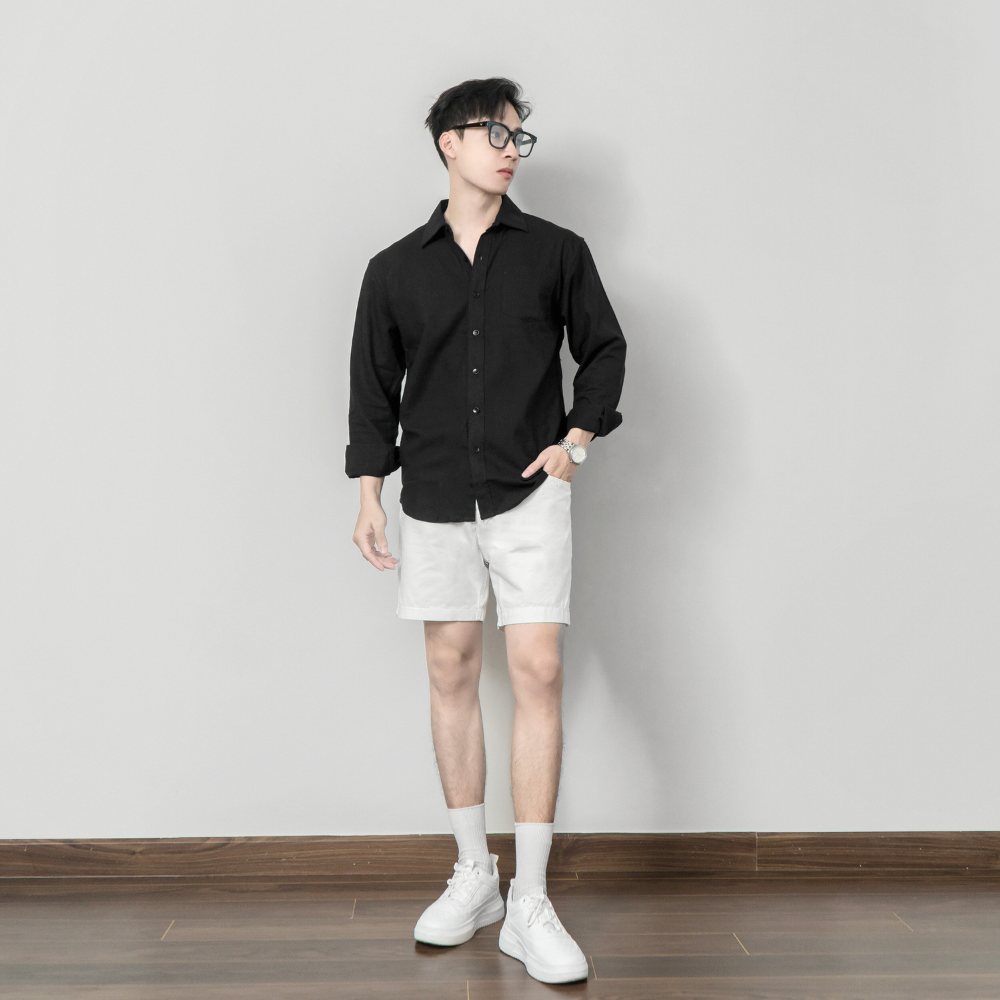 Mô tả Áo sơ mi nam tay dài vải LINEN BAMI HOME form dáng thanh lịch, thoải mái, thấm hút tốt ASM01 - 4