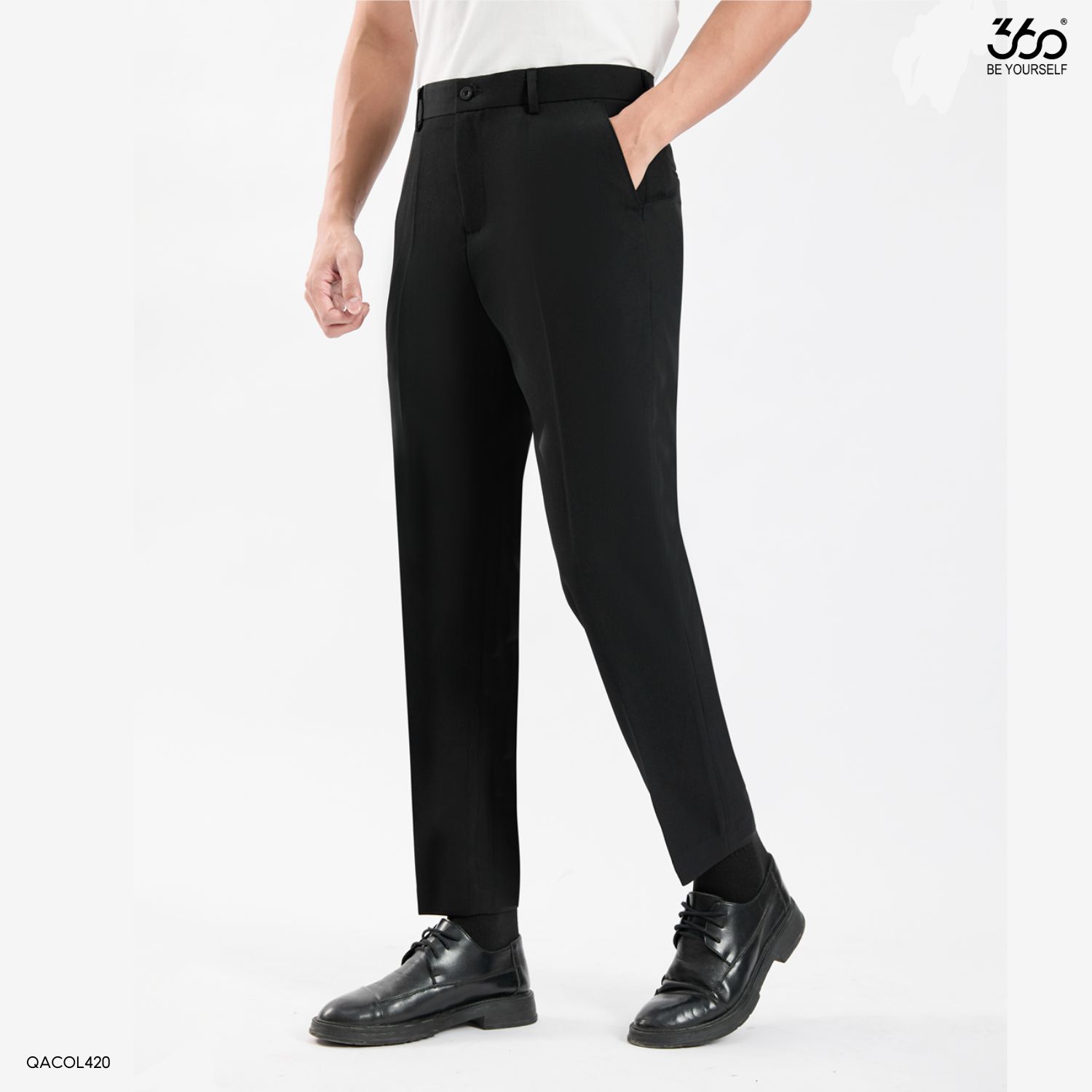 Mô tả Quần âu nam slimcrop 360Boutique quần tây vải dáng ngắn cạp ép mex 3 lớp cao cấp - QACOL420 - 1