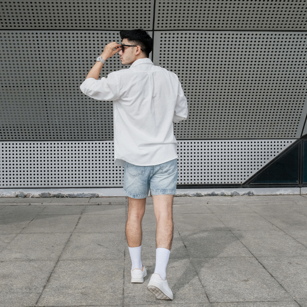 Mô tả Quần short Jean Nam BAMI HOME, quần đùi Jean dày dặn, form trên gối QJ05 - 1