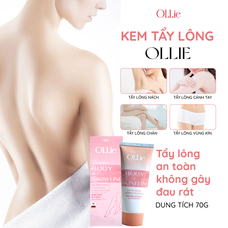 Mô tả Combo 2 Kem tẩy lông OLLIE , tẩy lông vùng kín, nách, tay, chân 70g - 2